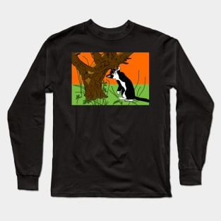 Cute Tuxedo Cat playing in the garden  Copyright TeAnne Long Sleeve T-Shirt